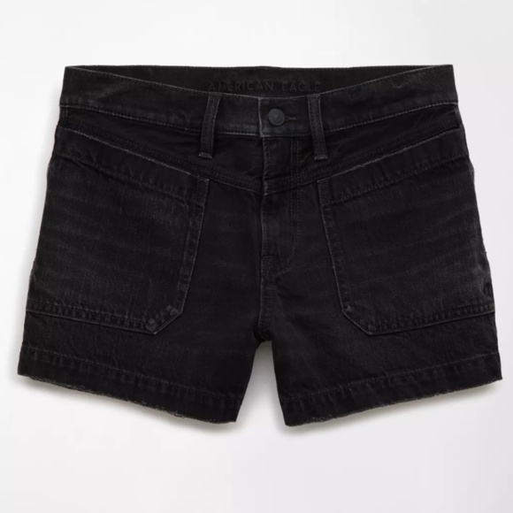 NWT AE Strigid Washed Black Super High-Waisted Relaxed Denim Short (Size 25) - Picture 1 of 8